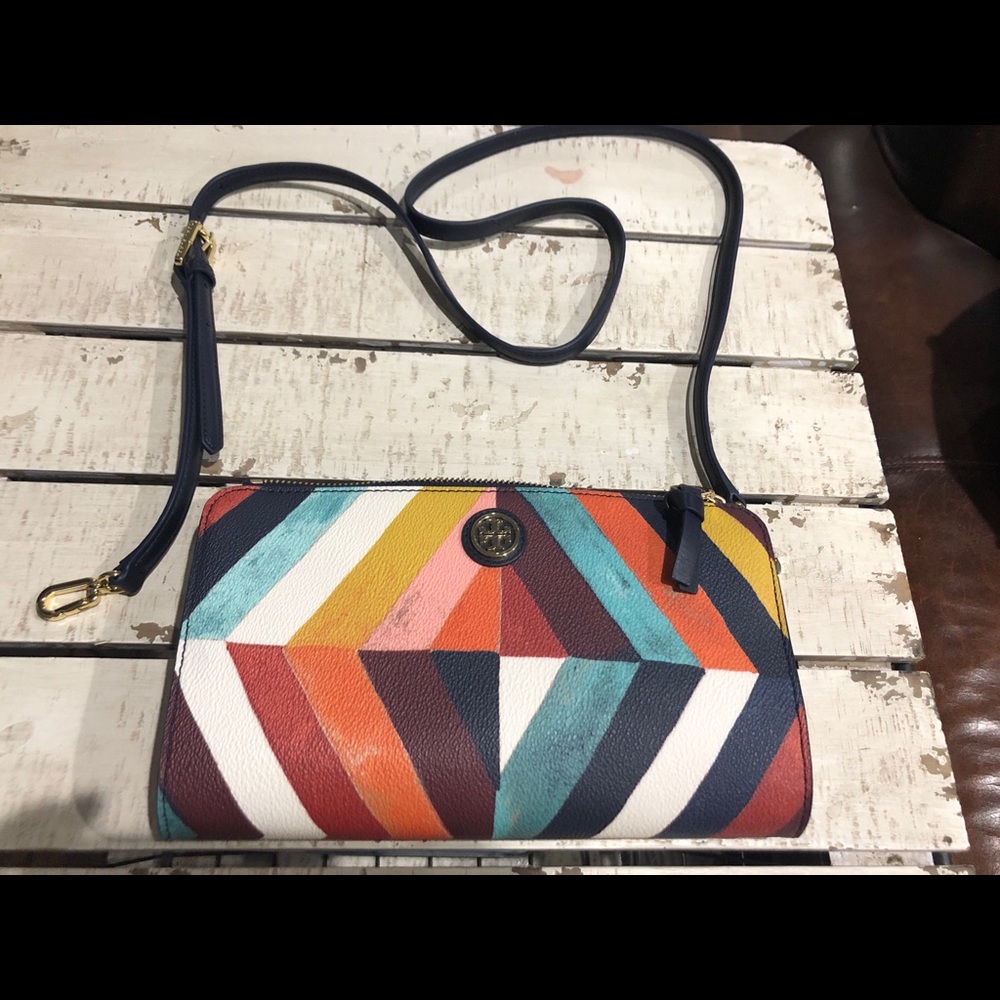 Tory Burch multi-stripe crossbody purse